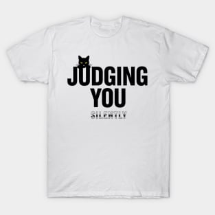 Judging You Silently Cat T-Shirt - Funny Black Cat Peeking Graphic Tee T-Shirt